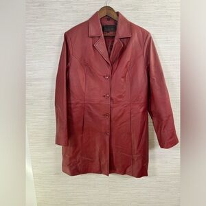 Vintage Women’s Phase Two Red Leather Coat Size Large